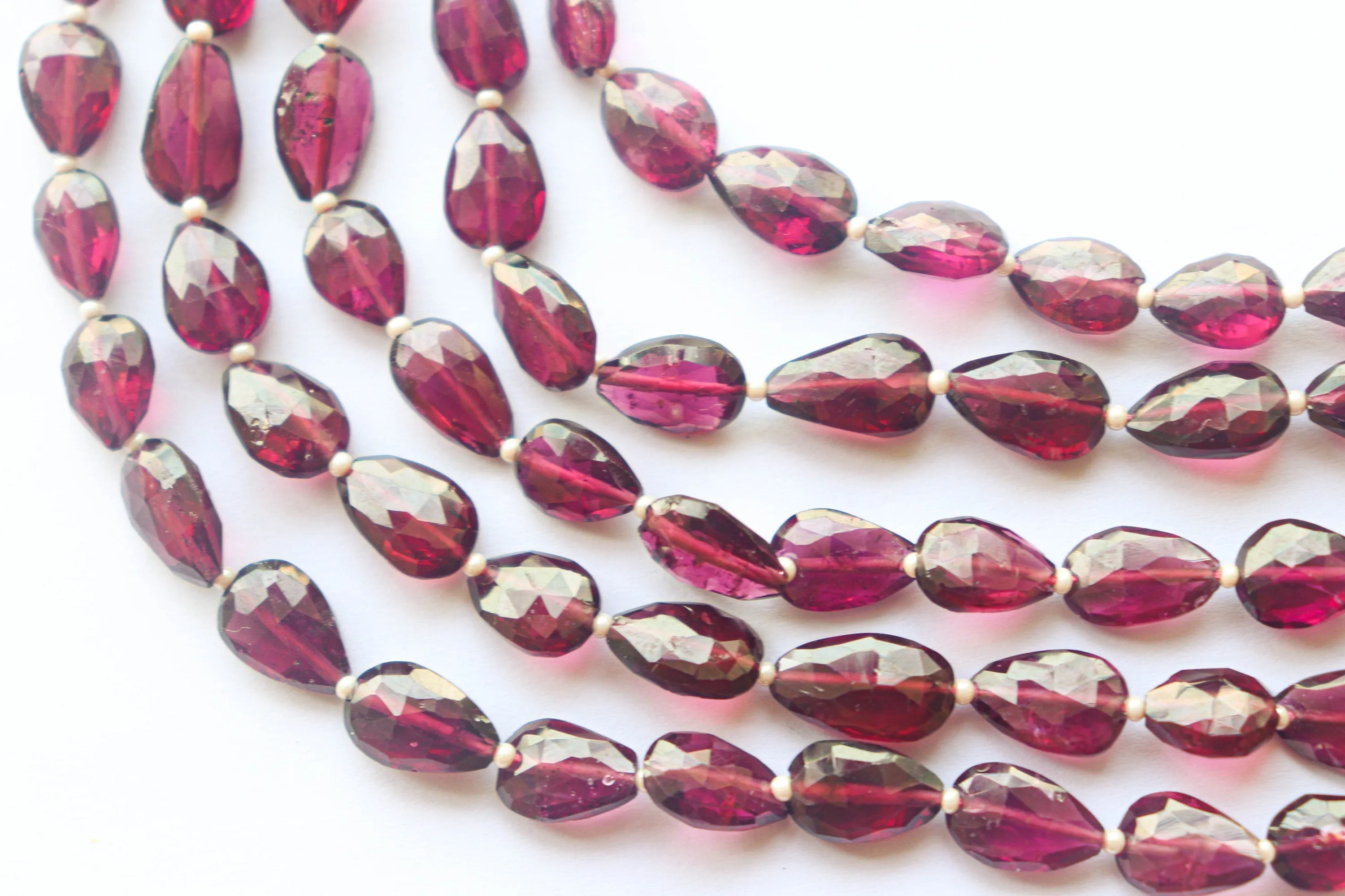 Garnet Pear Shape Faceted Briolette | 7x9mm | 11 inch | 30 Pieces | Center Drill | Natural Garnet Gemstone | Beadsforyourjewellery
