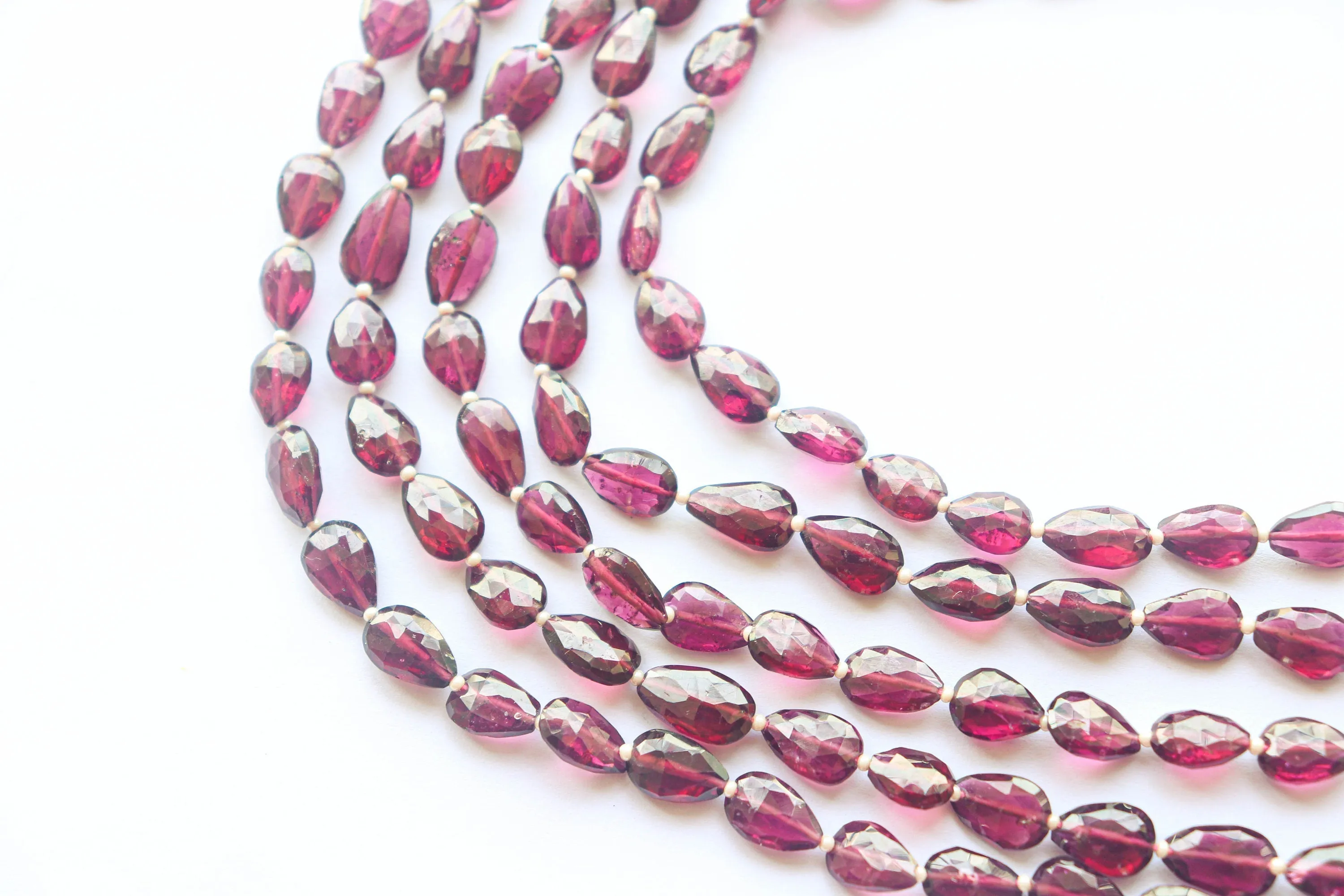 Garnet Pear Shape Faceted Briolette | 7x9mm | 11 inch | 30 Pieces | Center Drill | Natural Garnet Gemstone | Beadsforyourjewellery