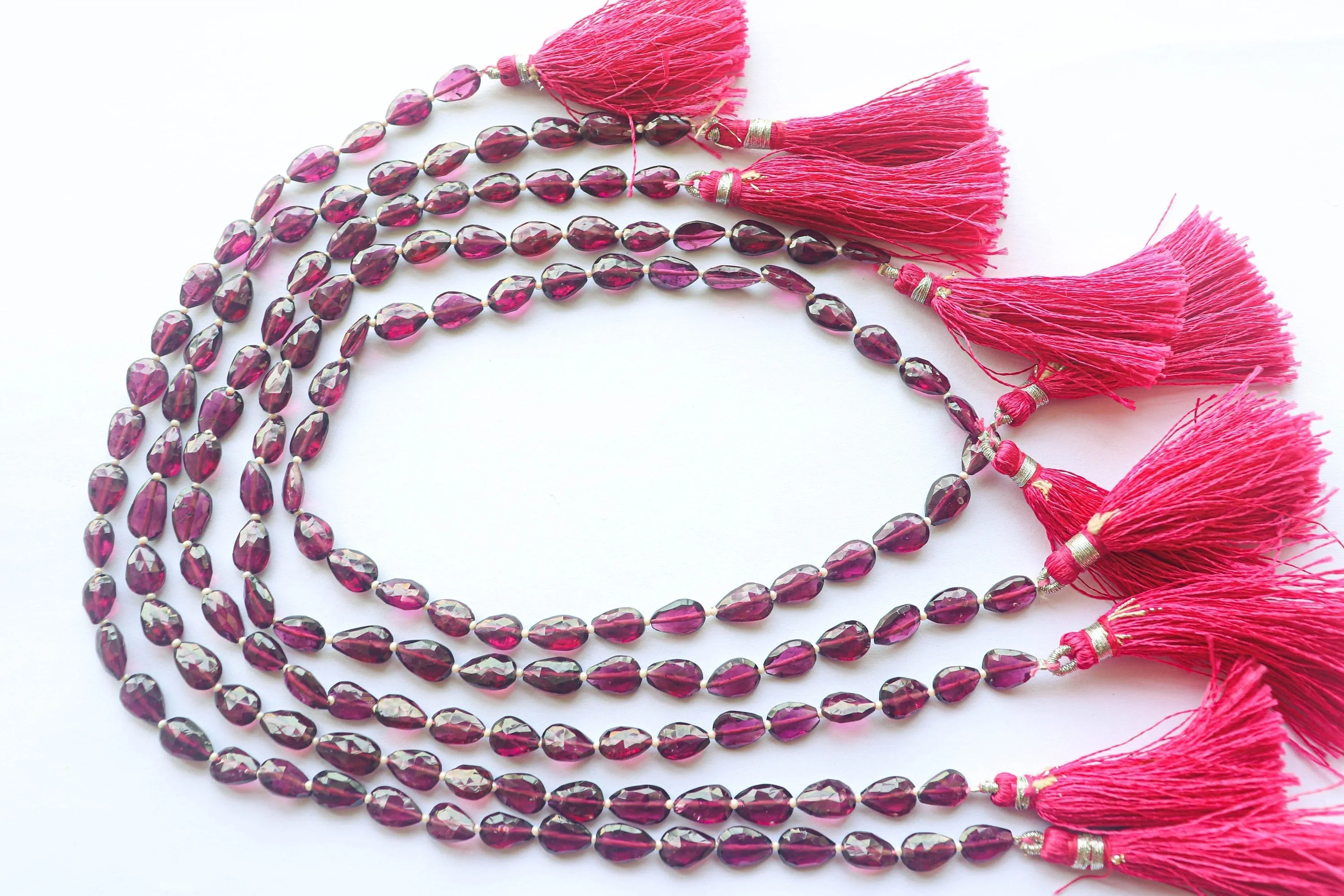 Garnet Pear Shape Faceted Briolette | 7x9mm | 11 inch | 30 Pieces | Center Drill | Natural Garnet Gemstone | Beadsforyourjewellery