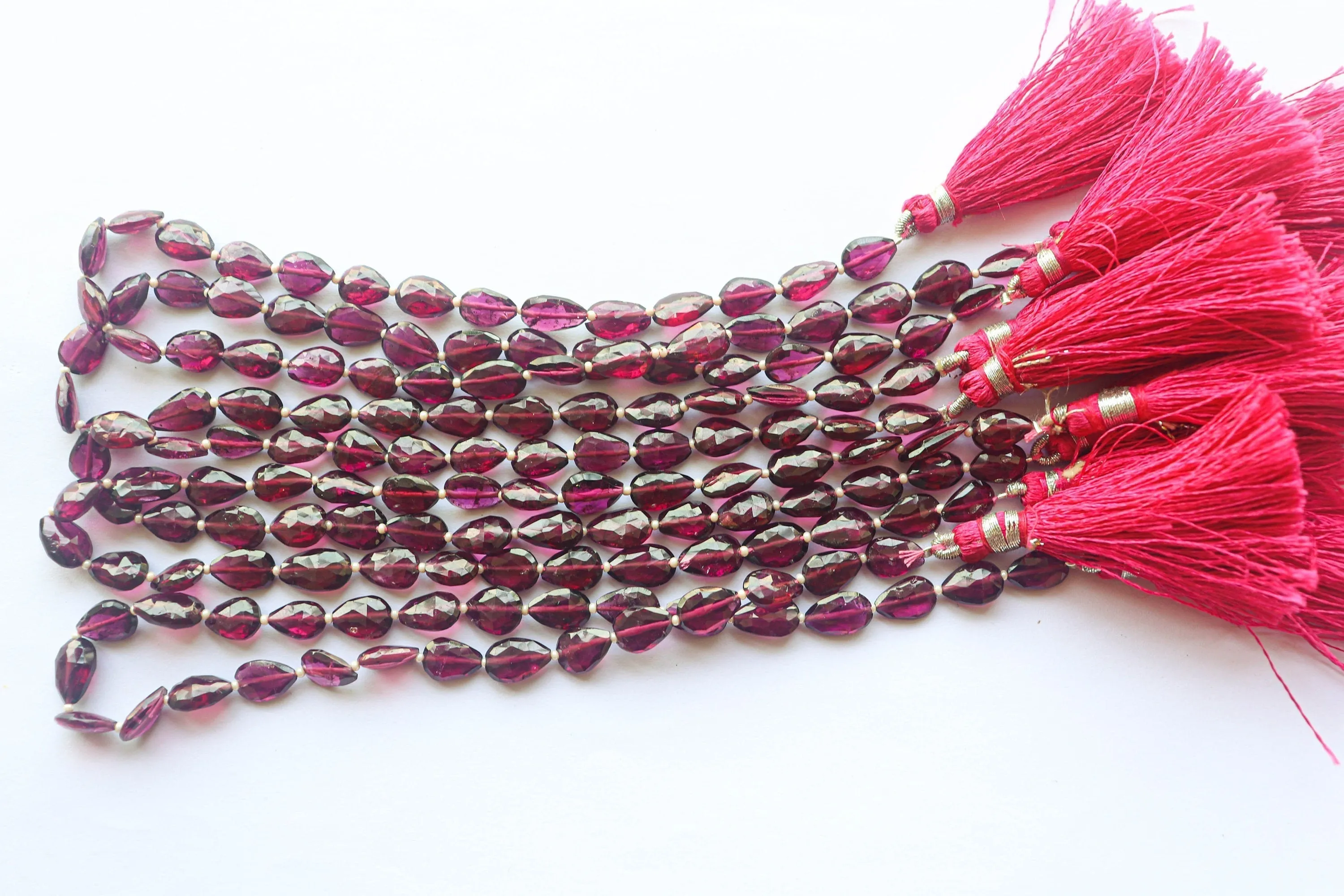 Garnet Pear Shape Faceted Briolette | 7x9mm | 11 inch | 30 Pieces | Center Drill | Natural Garnet Gemstone | Beadsforyourjewellery