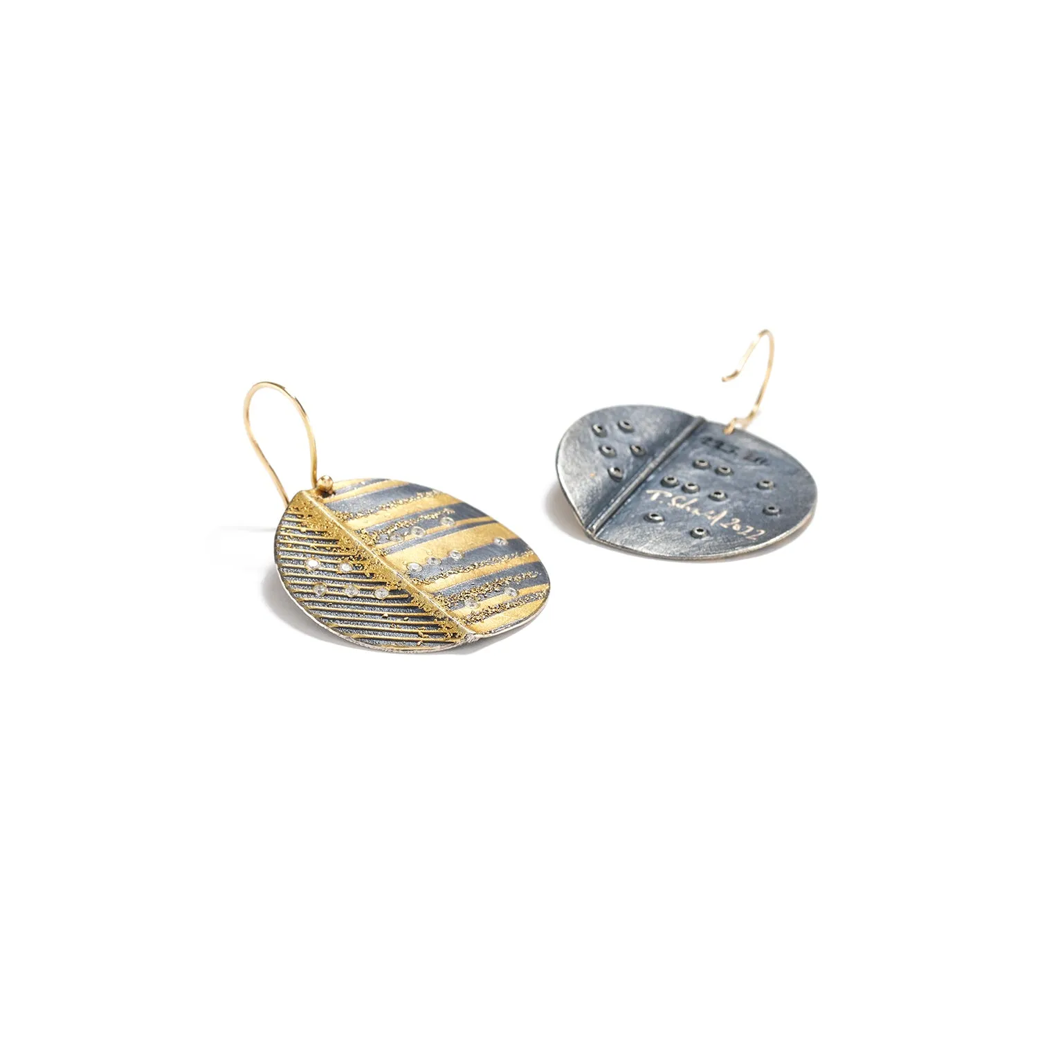 Gold and Diamond Disc Earrings