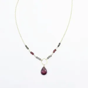 Gold Fill Garnet Drop Necklace