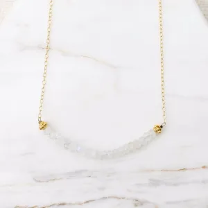 Gold Filled Chain with Gemstone Arc - Rainbow Moonstone