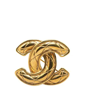 Gold Plated Quilted Brooch with Back Pin Closure