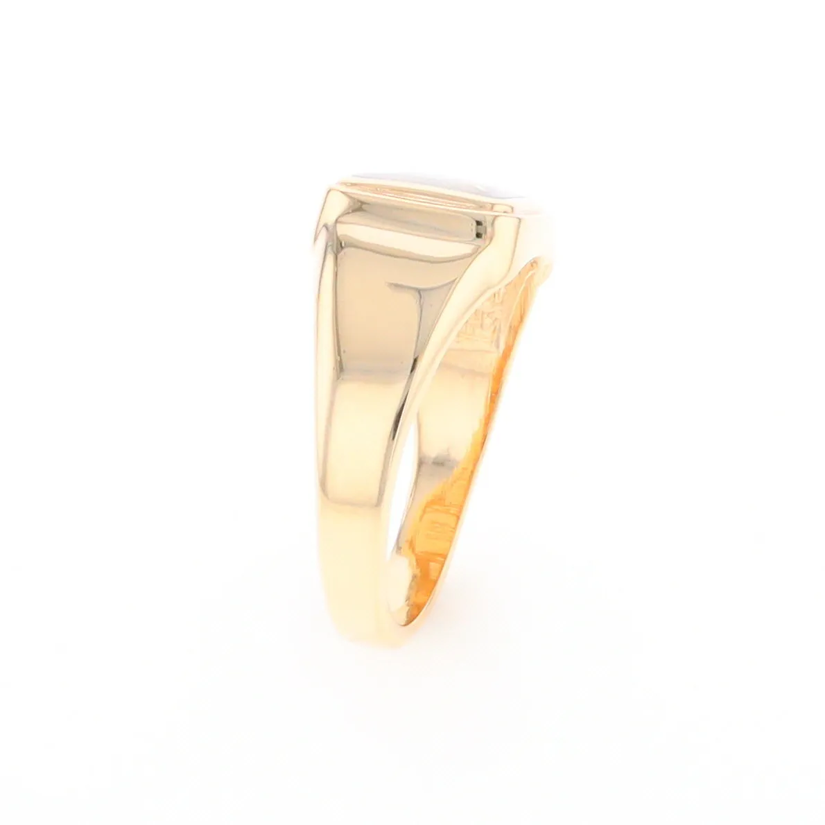 Gold Quartz Ring Square Inlaid Design