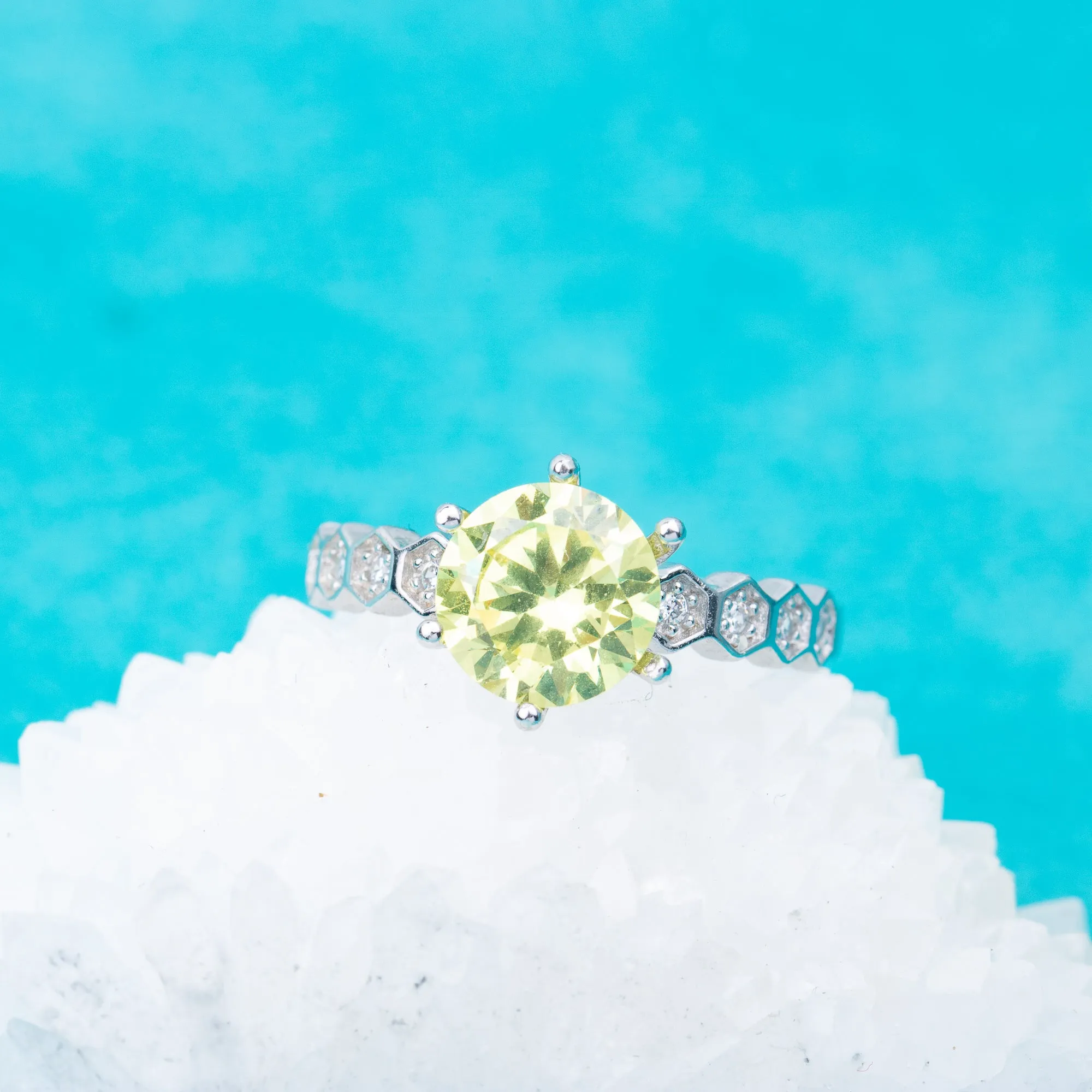 gr0005 925 sterling silver jewelry 8mm CZ stones engagement wedding rings birthday gemstone rings for woman