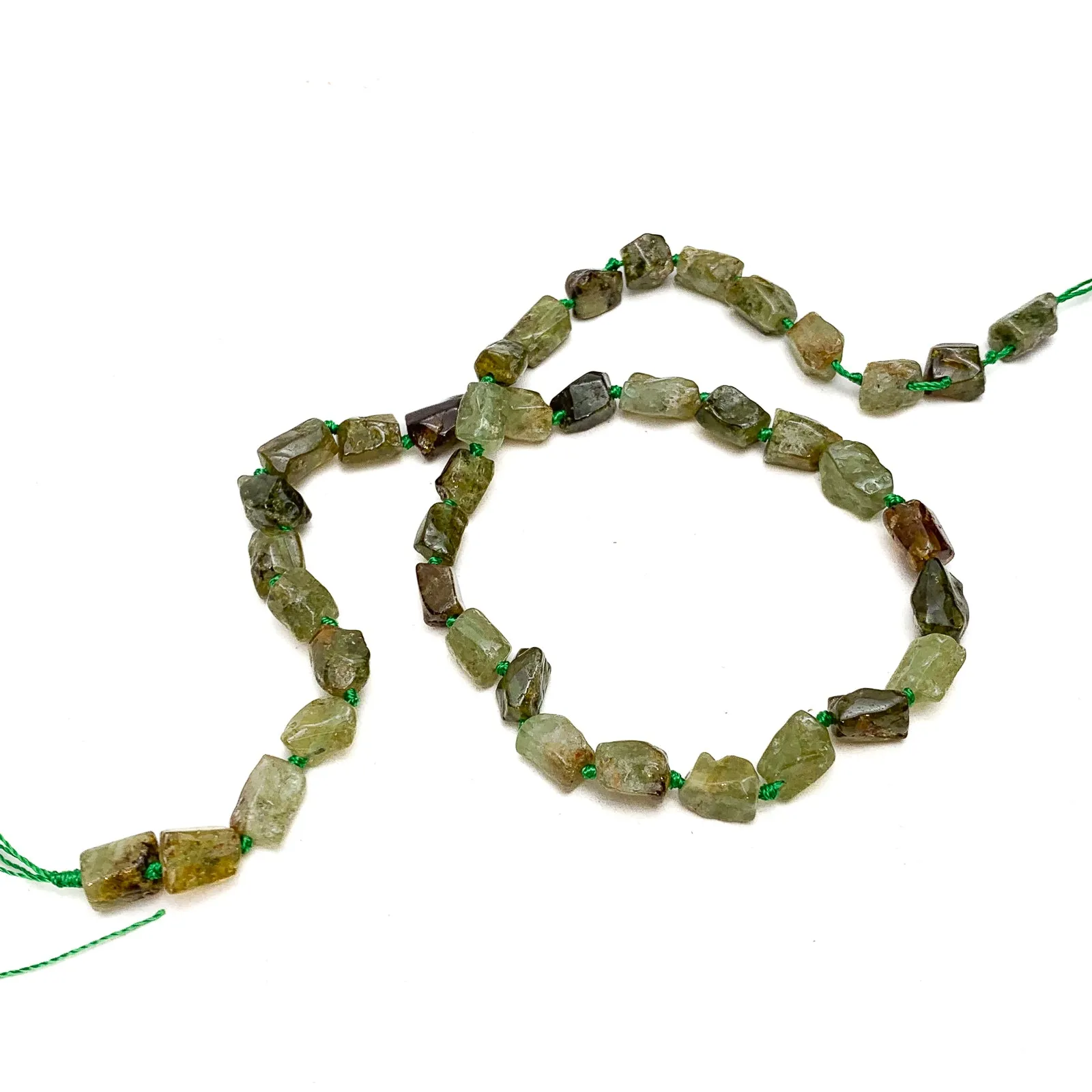 Green Garnet Small Rectangles Bead Strand