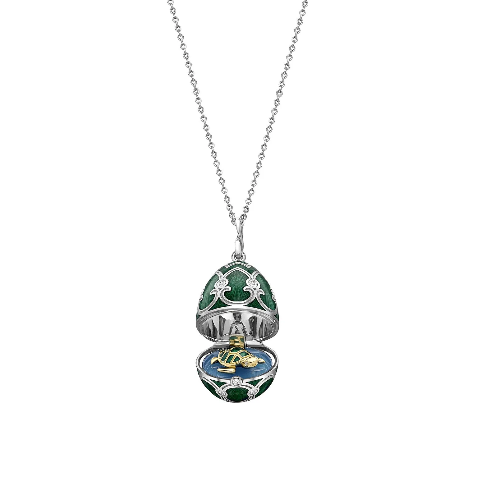 Guilloché Enamel Turtle Surprise Locket