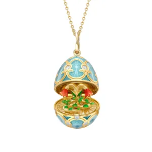 Guilloché Enamel Twin Flower Surprise Locket