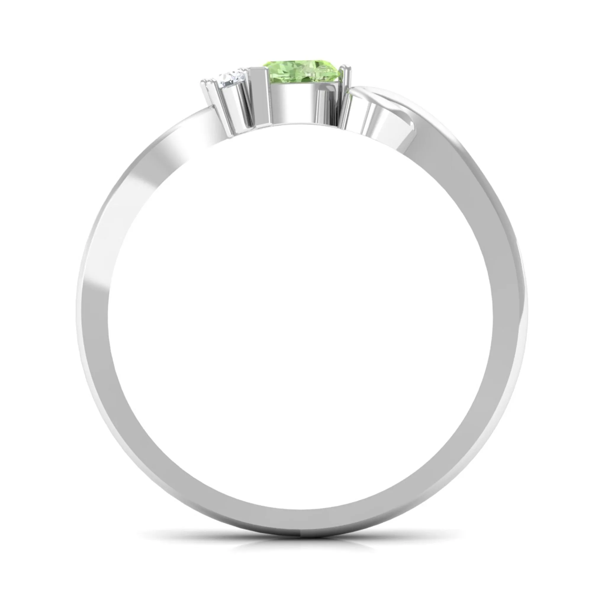 Heart Shape Green Sapphire and Diamond Twisted Promise Ring
