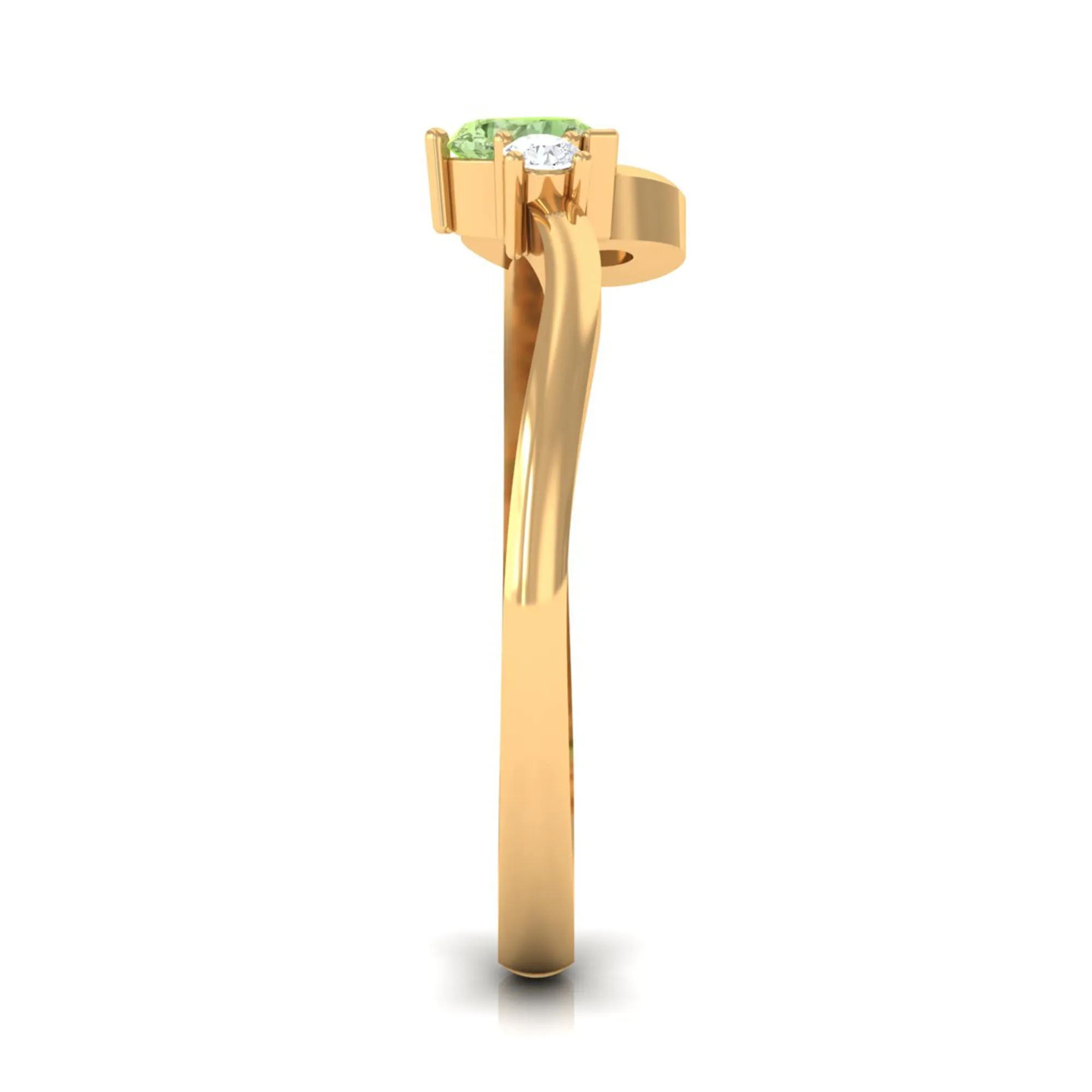 Heart Shape Green Sapphire and Diamond Twisted Promise Ring