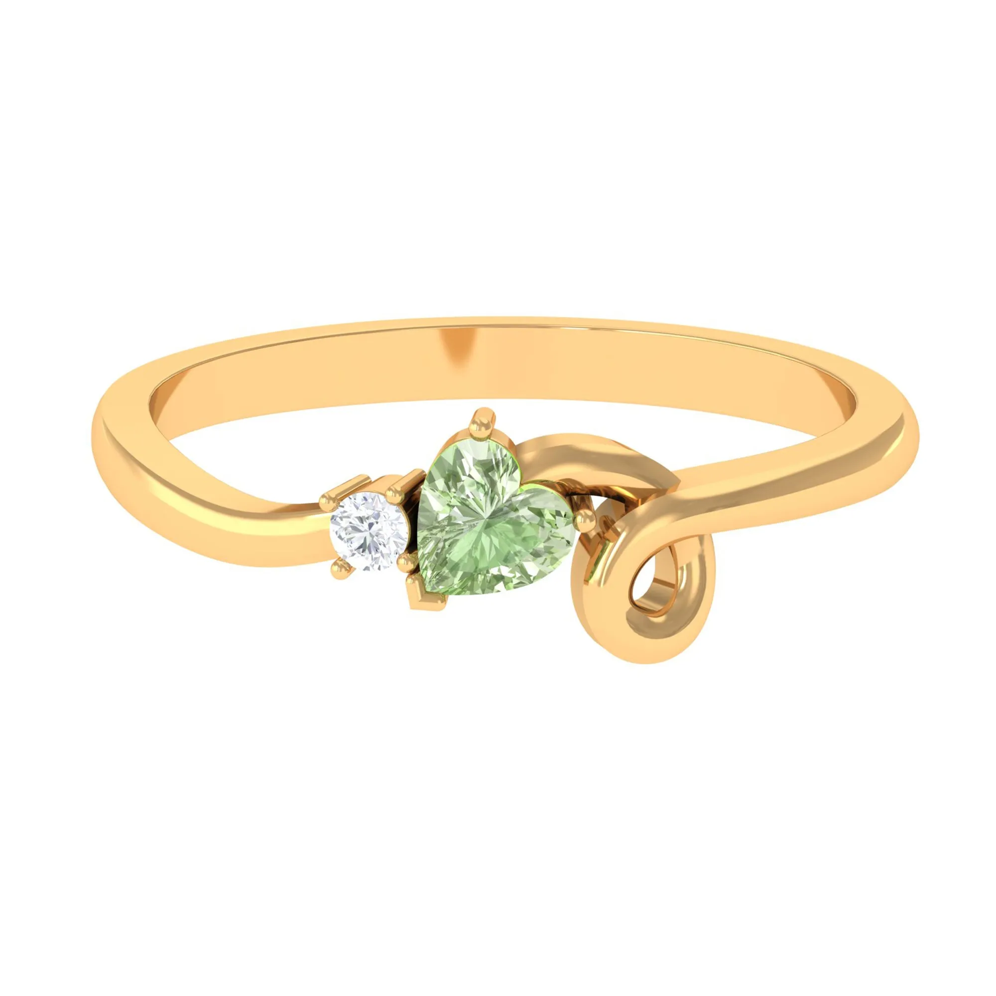 Heart Shape Green Sapphire and Diamond Twisted Promise Ring
