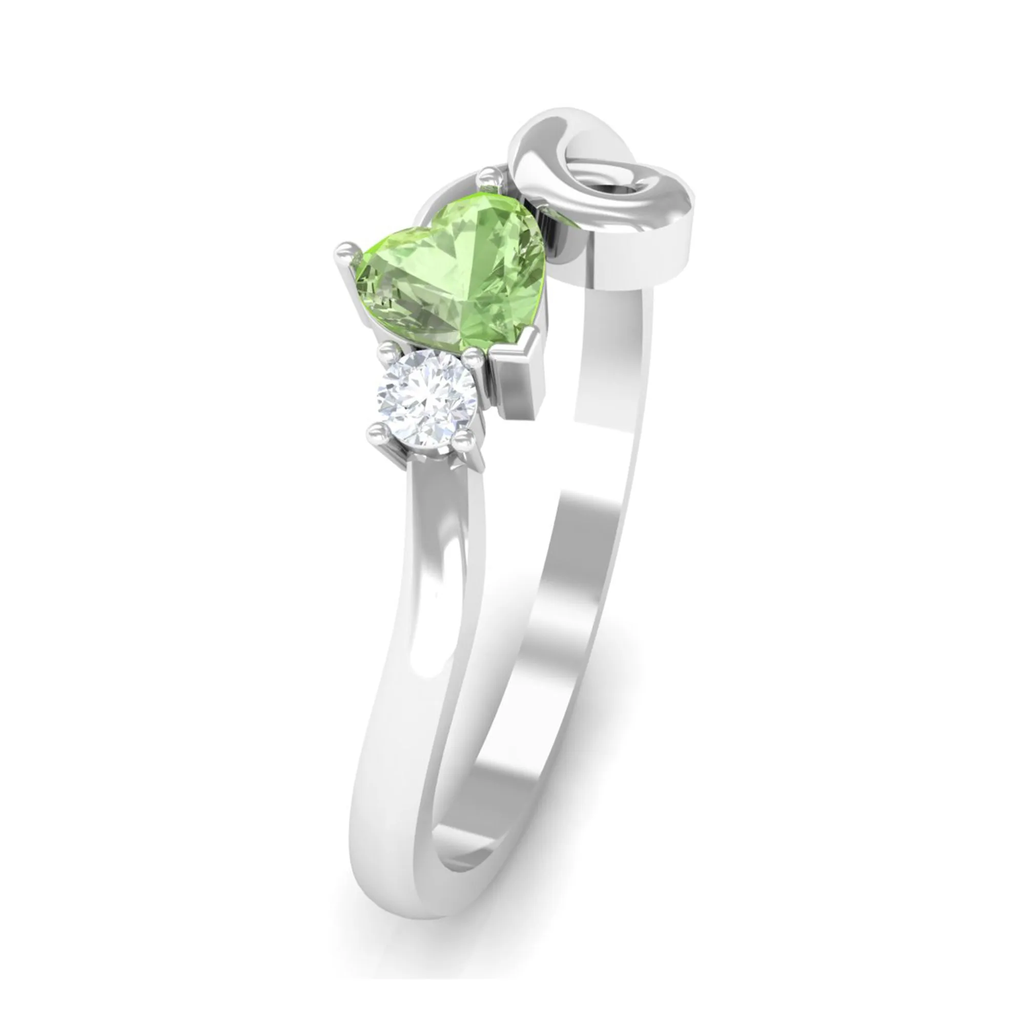 Heart Shape Green Sapphire and Diamond Twisted Promise Ring