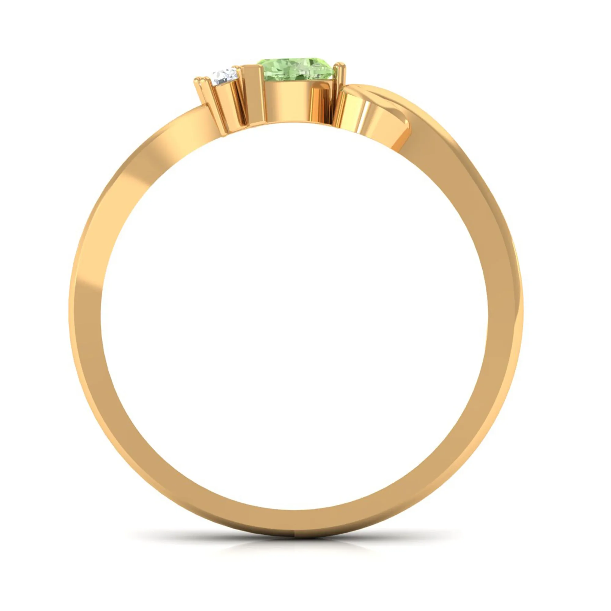 Heart Shape Green Sapphire and Diamond Twisted Promise Ring