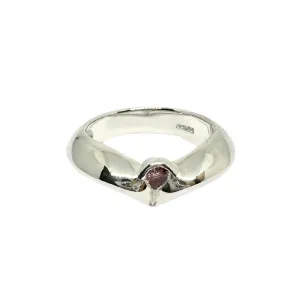 Heart-Shaped Band Ring with Pink Cubic Zirconia