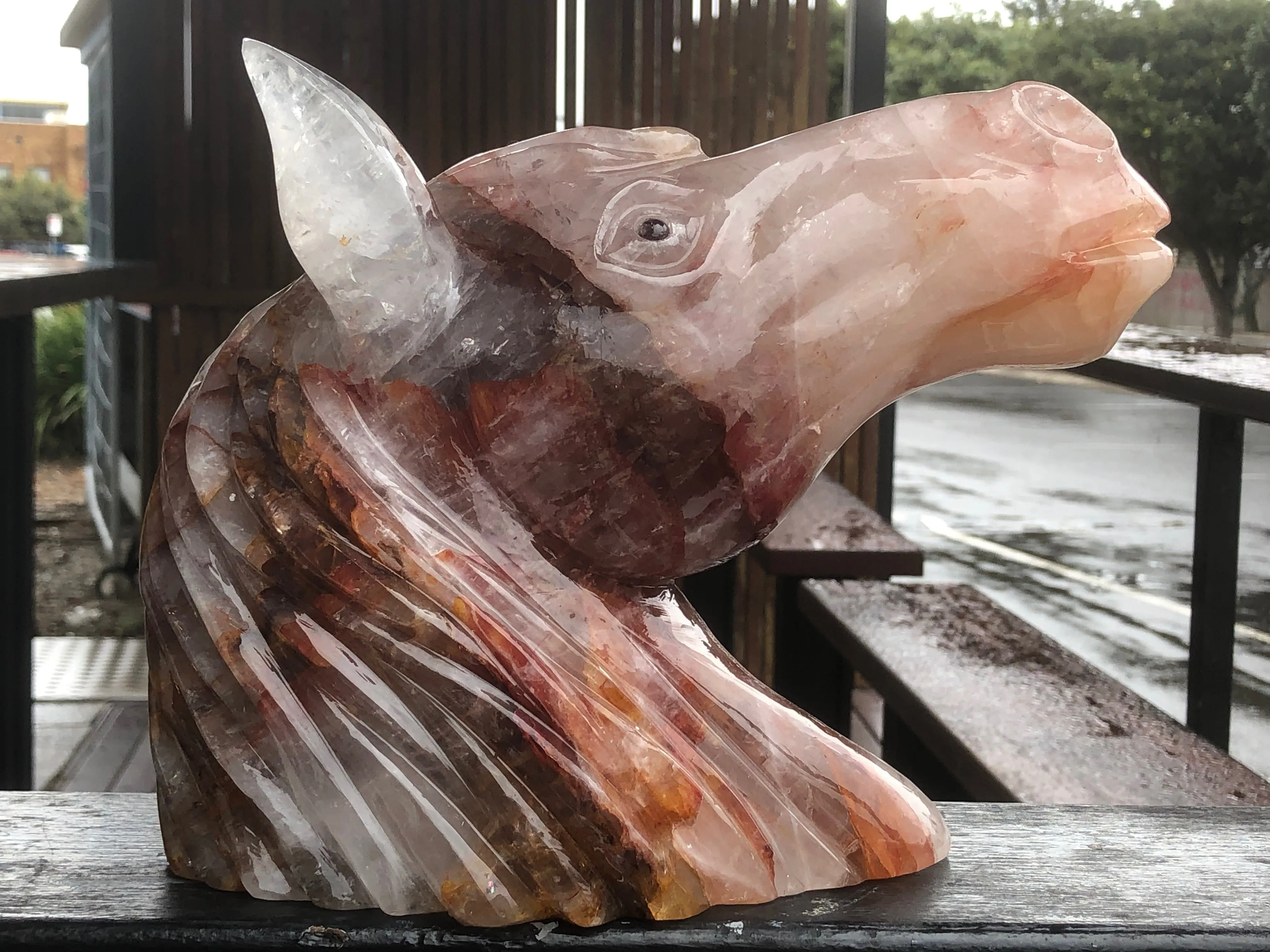 Hematoid Quartz Horse Bust Sculpture [1k238]