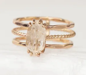 Herkimer Diamond Triple Aerius Ring