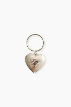 I Love You Silver Locket Keychain