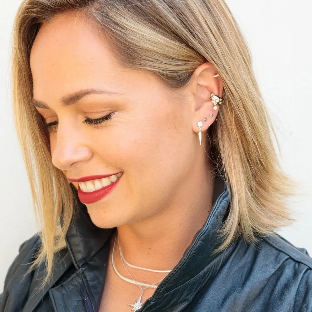 Interstellar Spike Drop Stud Earrings - Silver - SPS-370