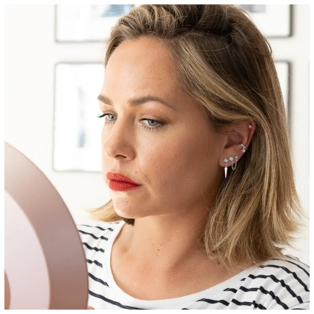 Interstellar Spike Drop Stud Earrings - Silver - SPS-370