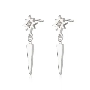 Interstellar Spike Drop Stud Earrings - Silver - SPS-370