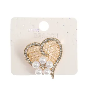 JAH44826-Rhinestone Heart Brooch