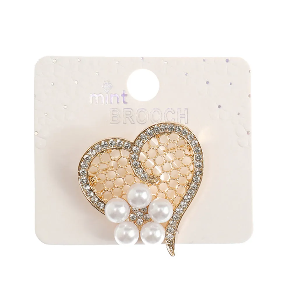 JAH44826-Rhinestone Heart Brooch