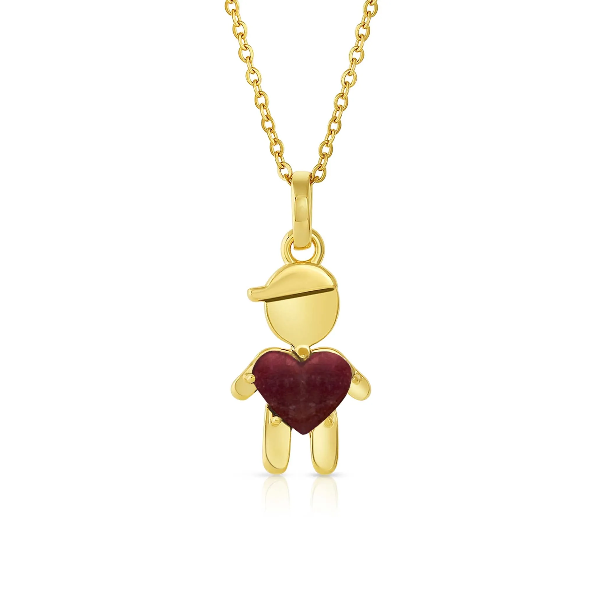 JANUARY Birthstone Gold Little Boy Necklace in Garnet
