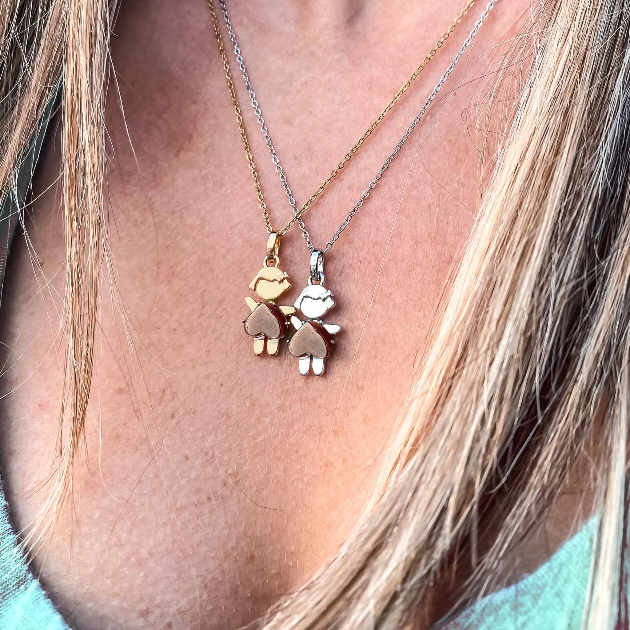 JANUARY Birthstone Gold Little Girl Necklace in Garnet