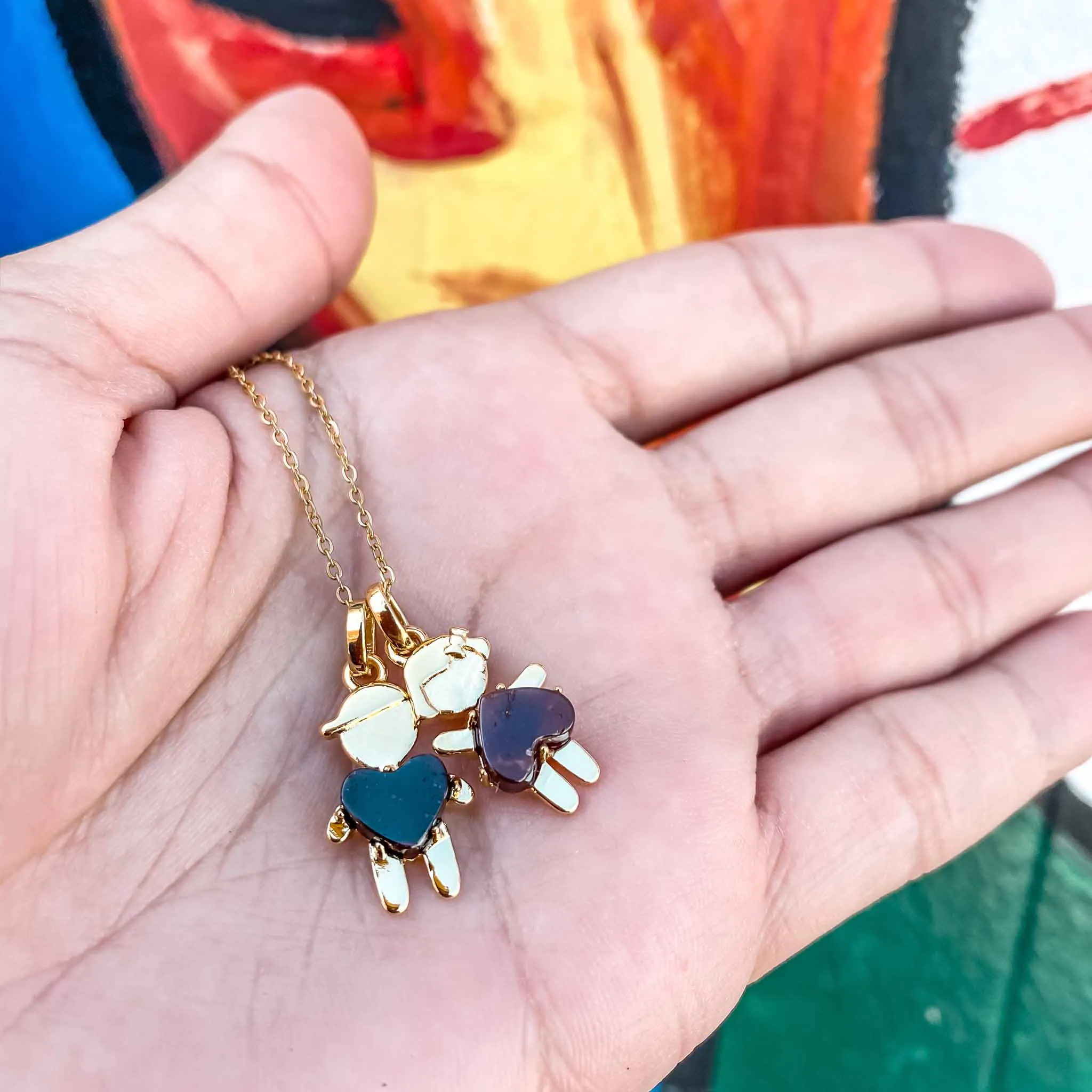 JANUARY Birthstone Gold Little Girl Necklace in Garnet