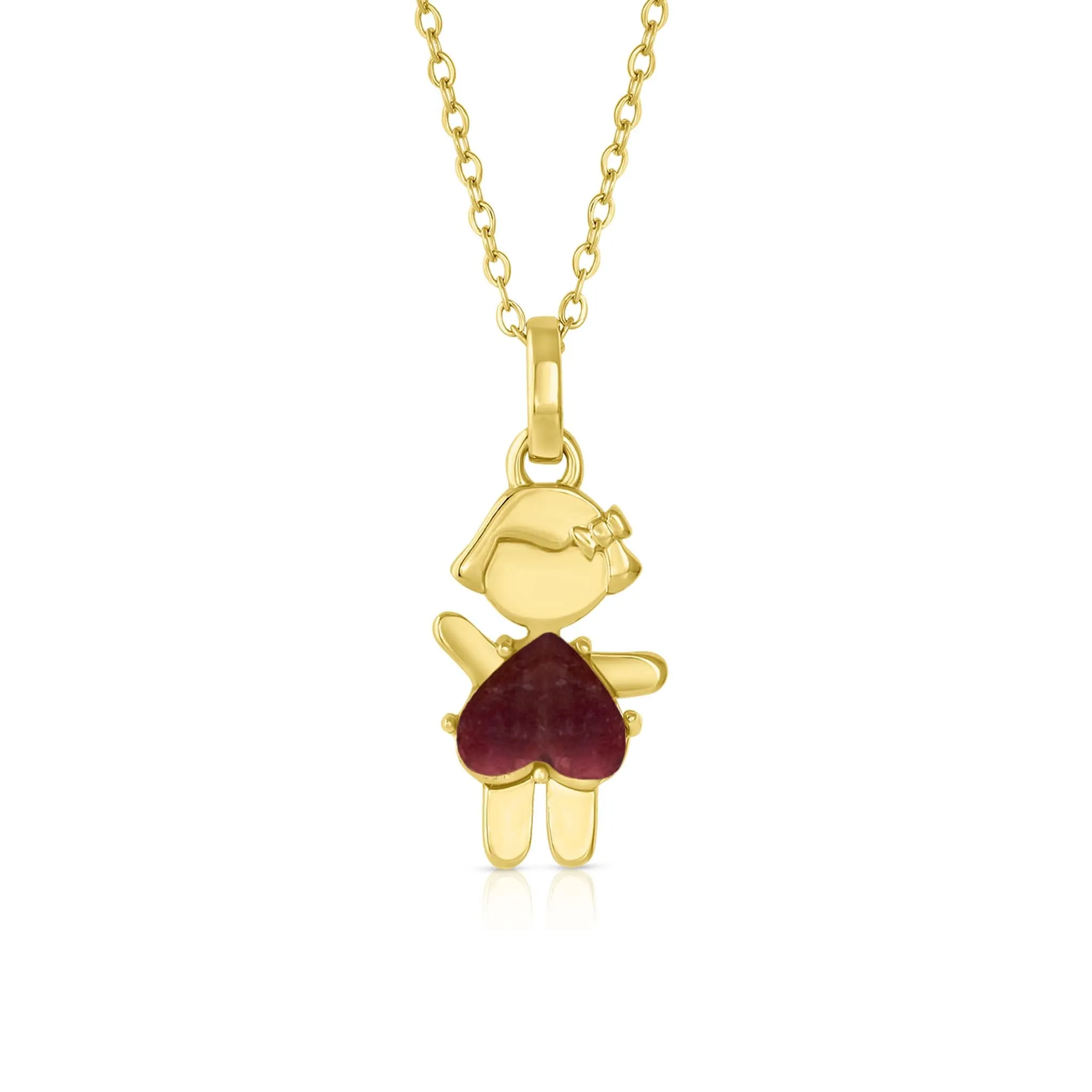 JANUARY Birthstone Gold Little Girl Necklace in Garnet