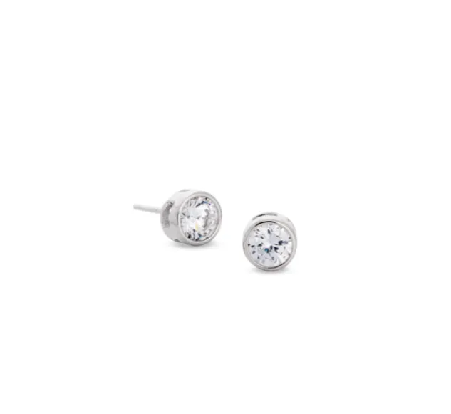 Kelly Waters Platinum Finish Bezel Set CZ Stud Earrings (SI6027)