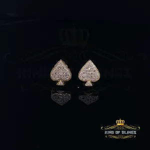 King of Blings-925 Sterling Silver Yellow 0.10ct Diamond For Women's / Men's Stud Heart Earring