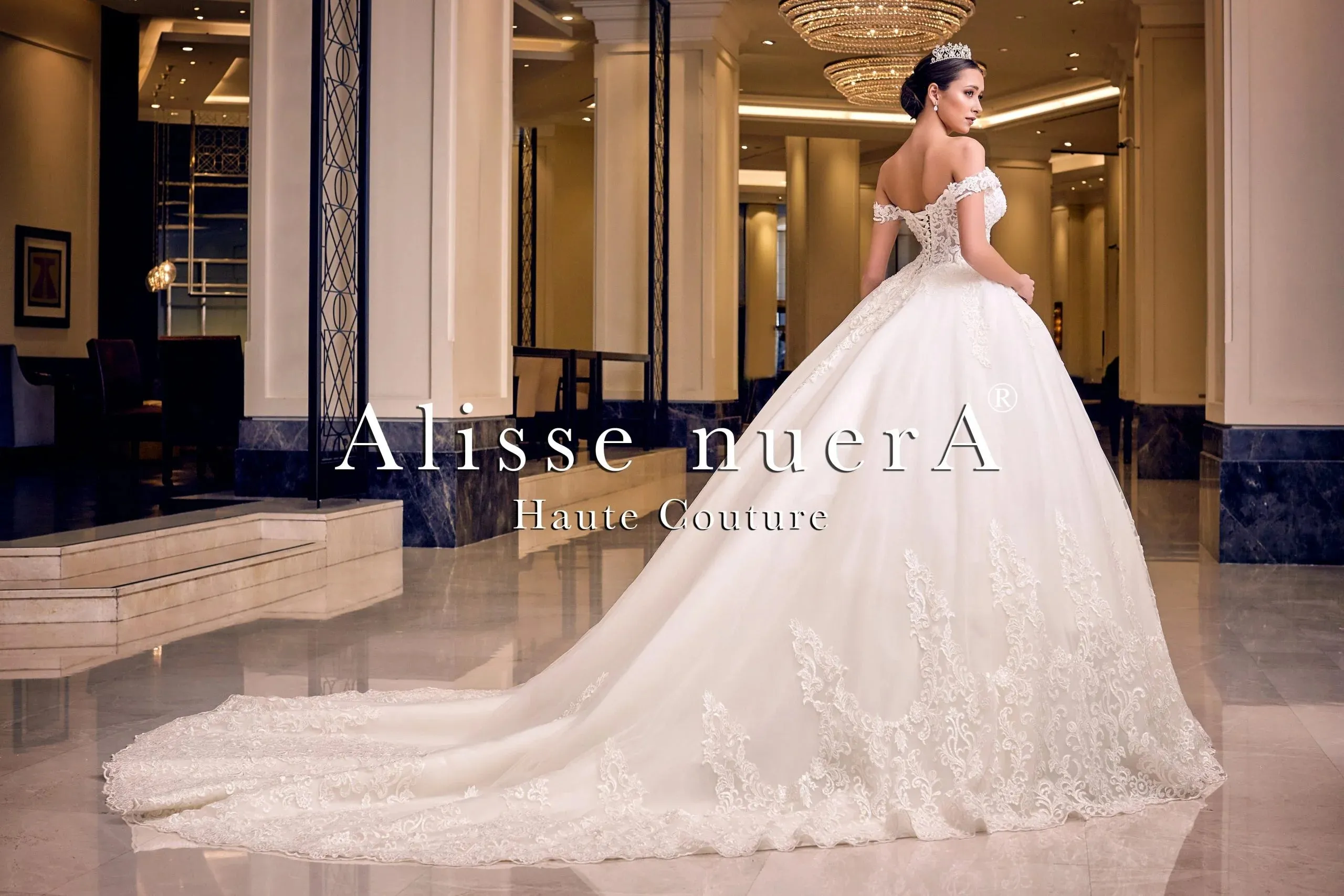 Lace Embroidered Hemline Princess Ball Gown Wedding Dress