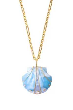 Large Larimar Shell Pendant Necklace