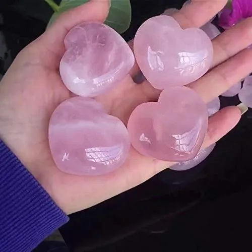 Large Puffy Rose Quartz Heart 48-50mm Rose Quartz Polished Heart Shaped Natural Stone - unconditional love, compassion empathy and self love 1piecs Rose quartz