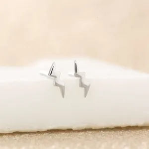 Lightning Stud Earrings - Silver - SPESSS26