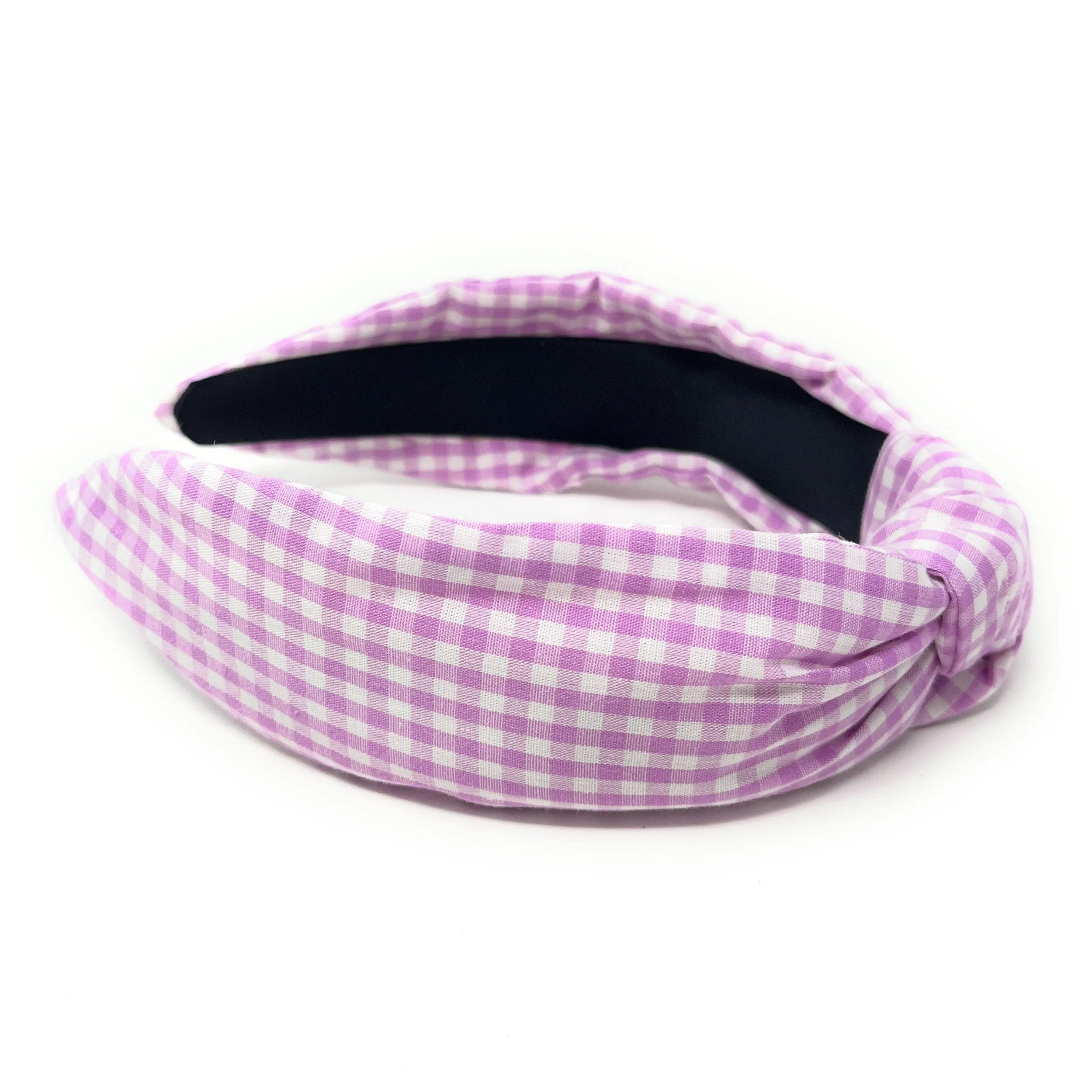 Lilac Gingham Top Knot Headband