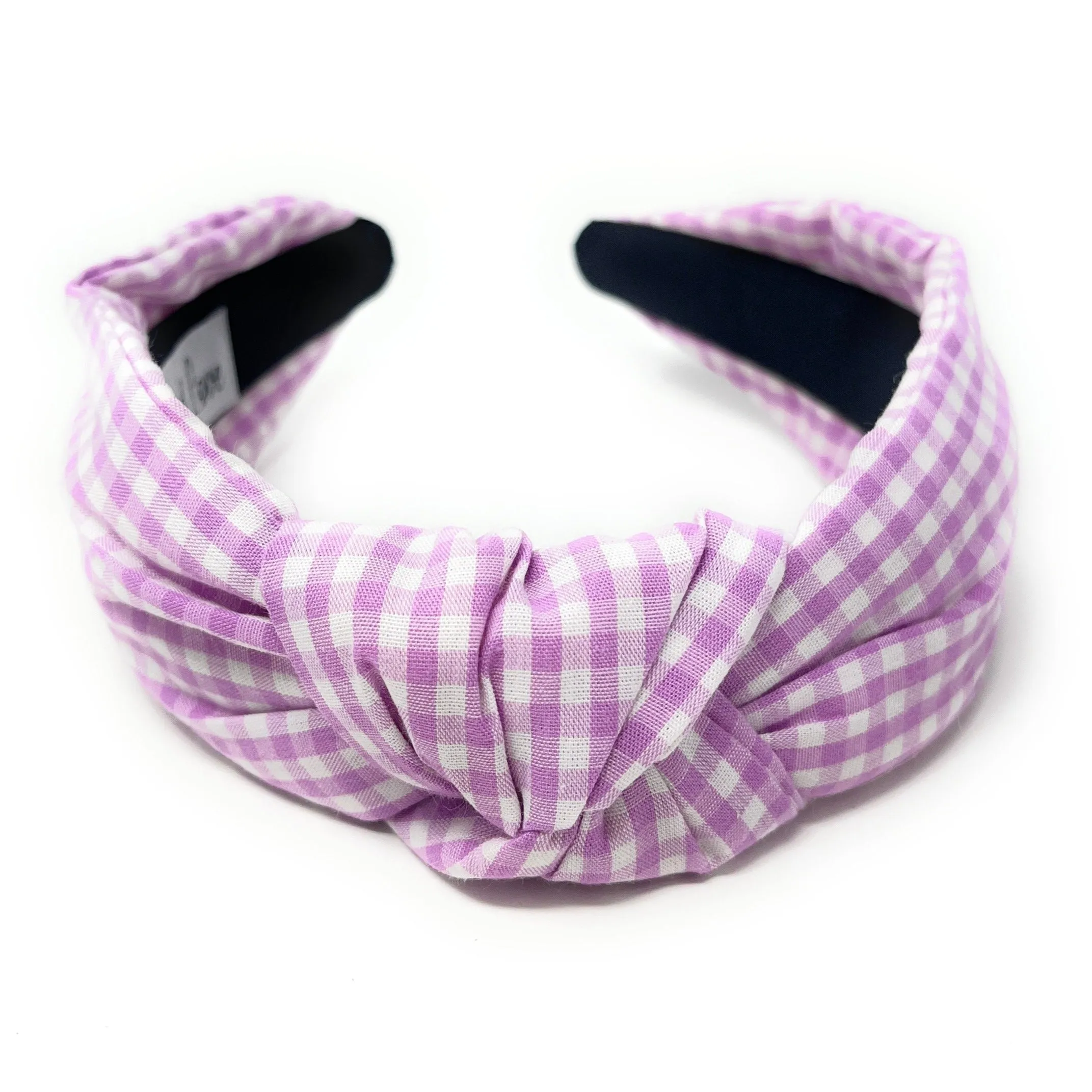 Lilac Gingham Top Knot Headband
