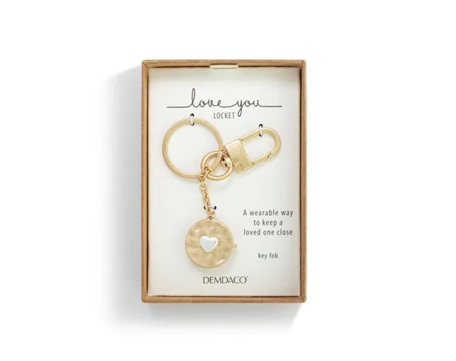 Love you Locket Key Fob - Gold