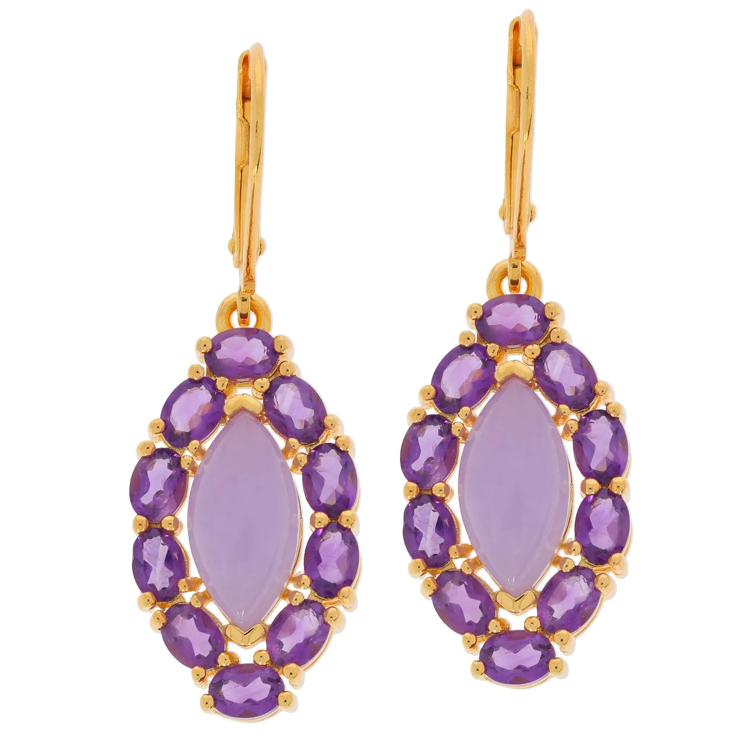 Marquise Purple Amethyst Sterling Silver Earrings with Accent