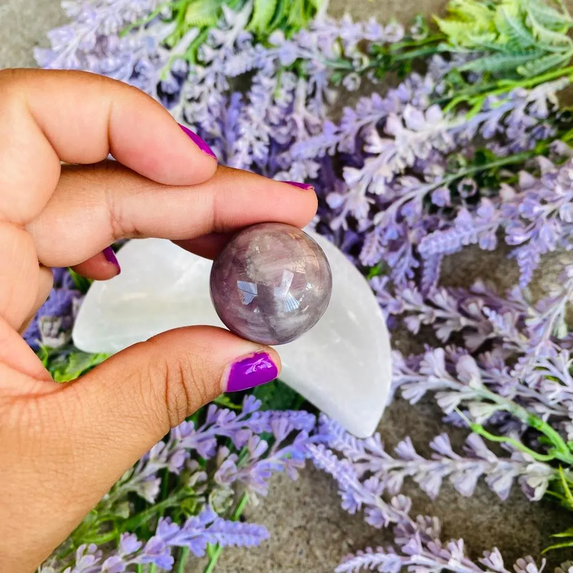 Medium Lavender Rose Quartz Sphere, Crystal for Love and Friendship