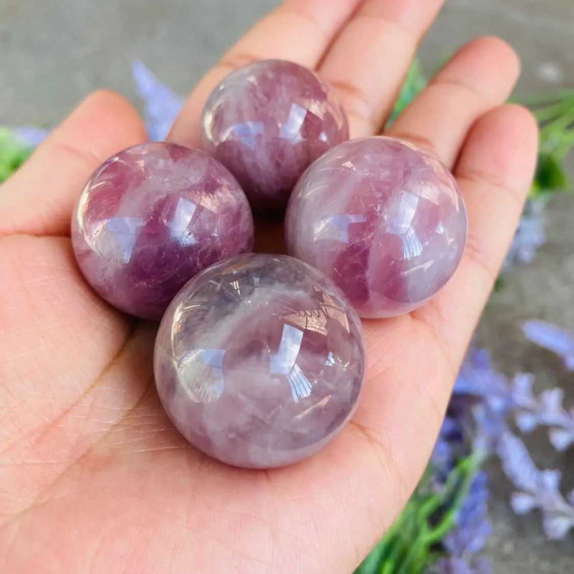 Medium Lavender Rose Quartz Sphere, Crystal for Love and Friendship
