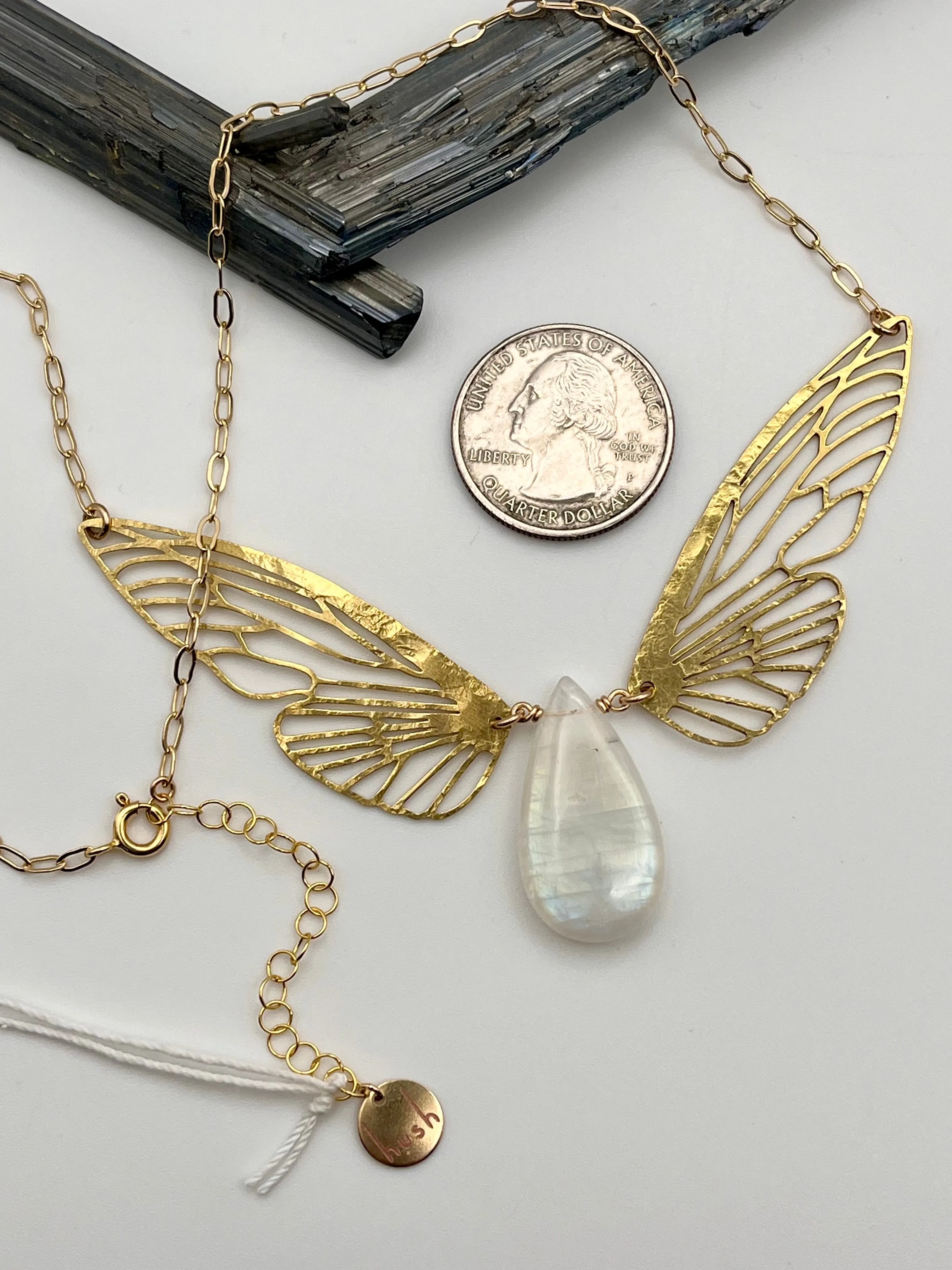 •METAMORPH• rainbow moonstone   mixed metal necklace (18"-20" long)