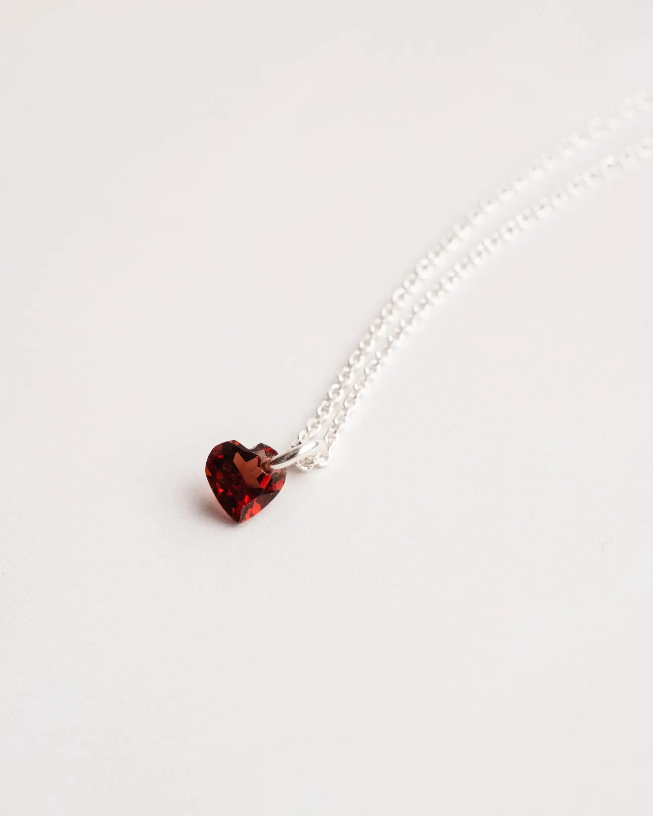 Mini Garnet Heart Necklace