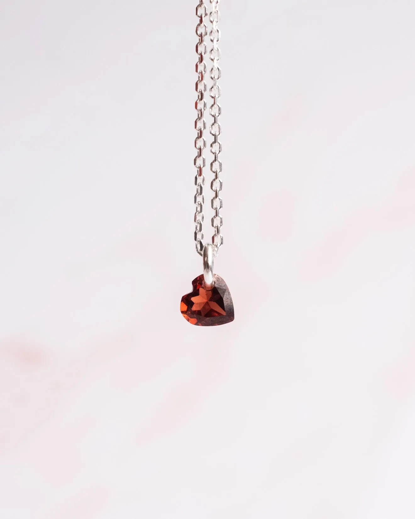 Mini Garnet Heart Necklace