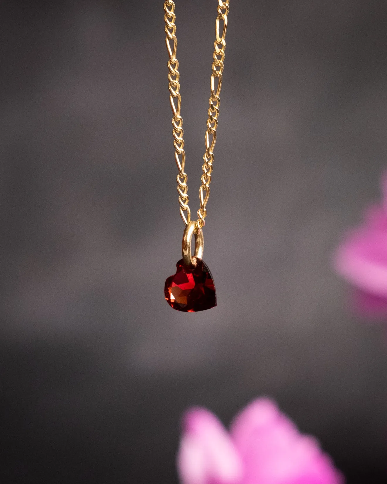 Mini Garnet Heart Necklace