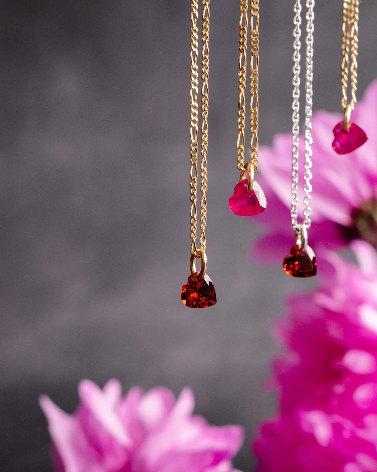 Mini Garnet Heart Necklace