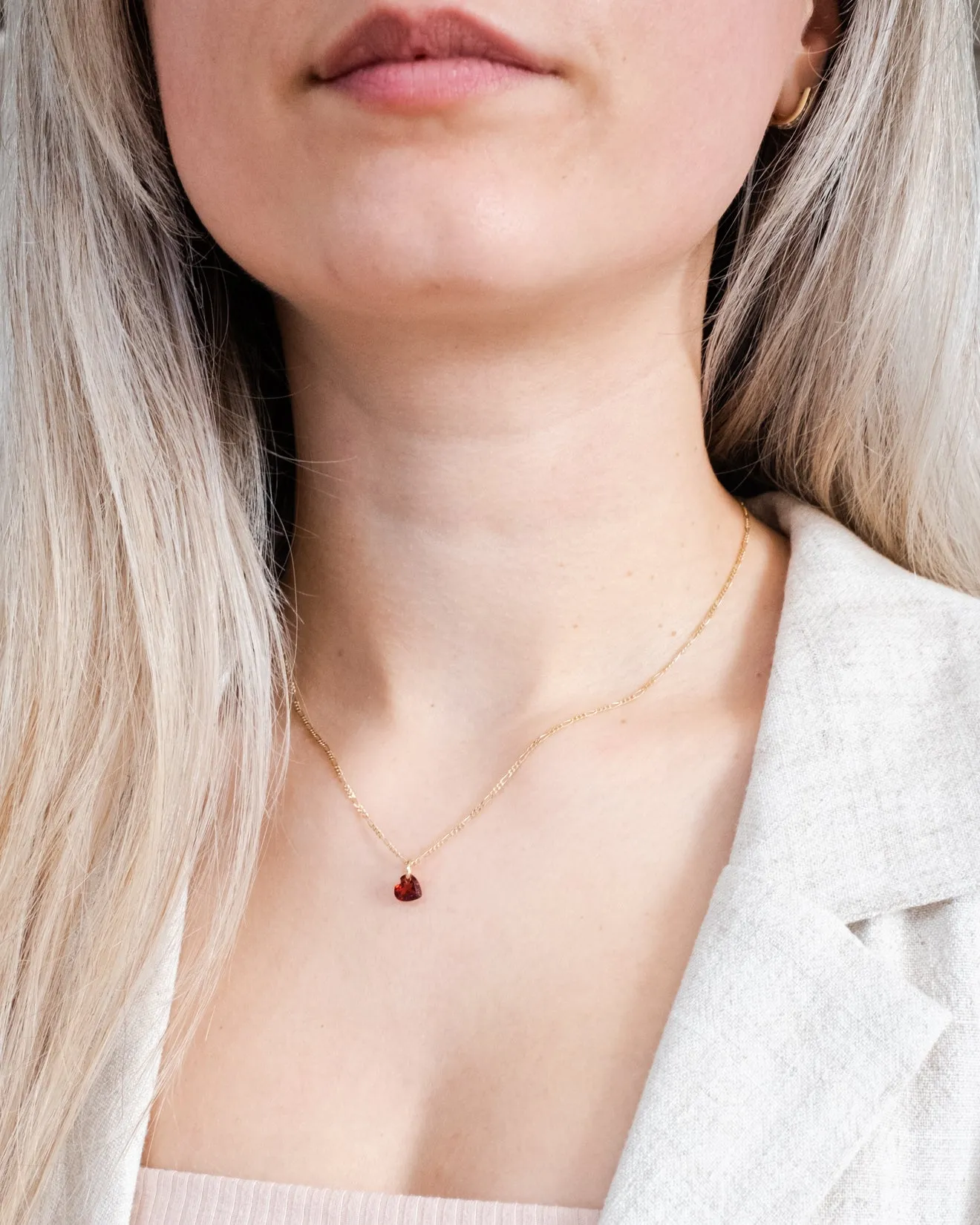 Mini Garnet Heart Necklace