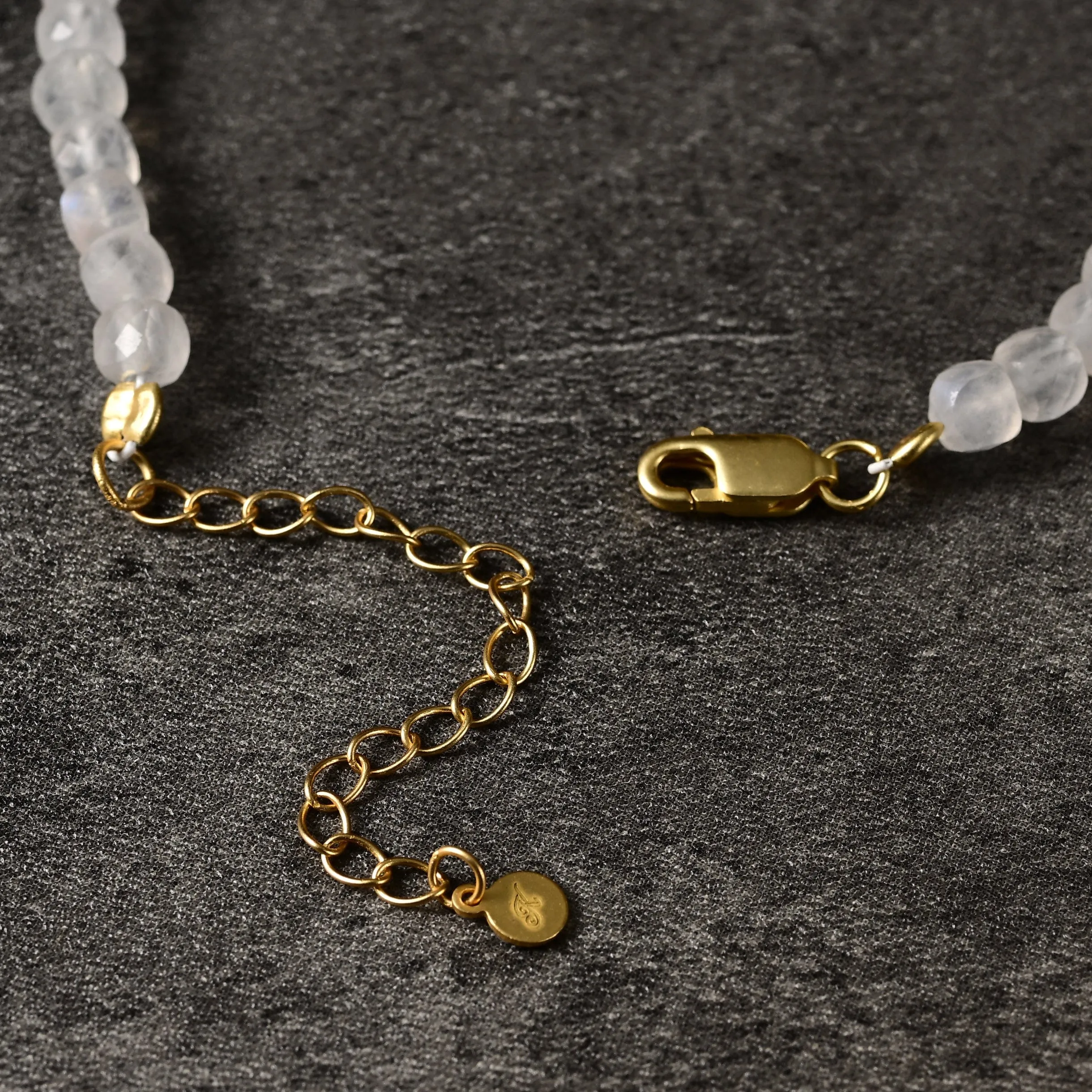 Moonstone Faceted 4mm Barrel 16" Necklace with Sterling Silver Extender